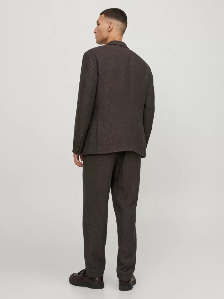 JACK & JONES Garnitury^JPRTWEED Krój slim Eleganckie spodnie Brązowy