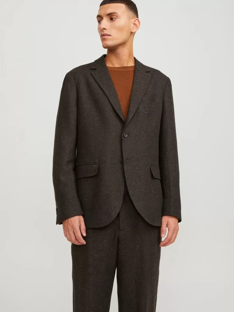 JACK & JONES Garnitury^JPRTWEED Krój super slim Marynarka Brązowy