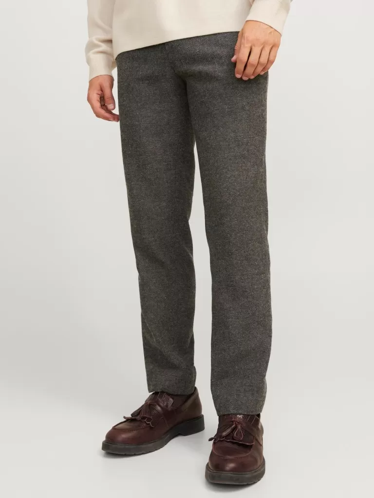 JACK & JONES Garnitury^JPRWINTER Krój slim Eleganckie spodnie Brązowy