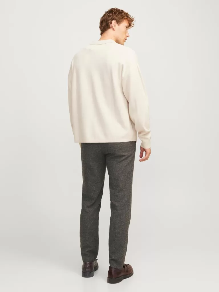 JACK & JONES Garnitury^JPRWINTER Krój slim Eleganckie spodnie Brązowy