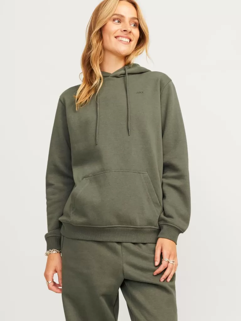 JACK & JONES Bluzy^JXABBIE Bluza z kapturem Zielony