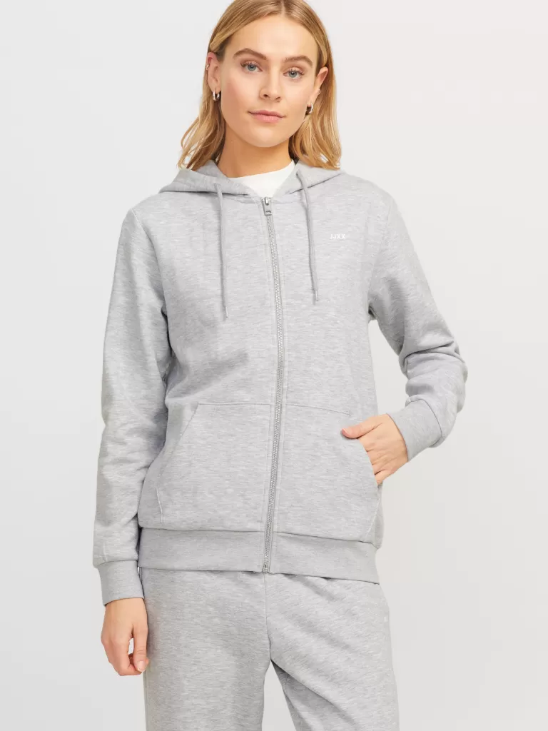 JACK & JONES Bluzy^JXABBIE Bluza z kapturem zapinana na suwak Szary