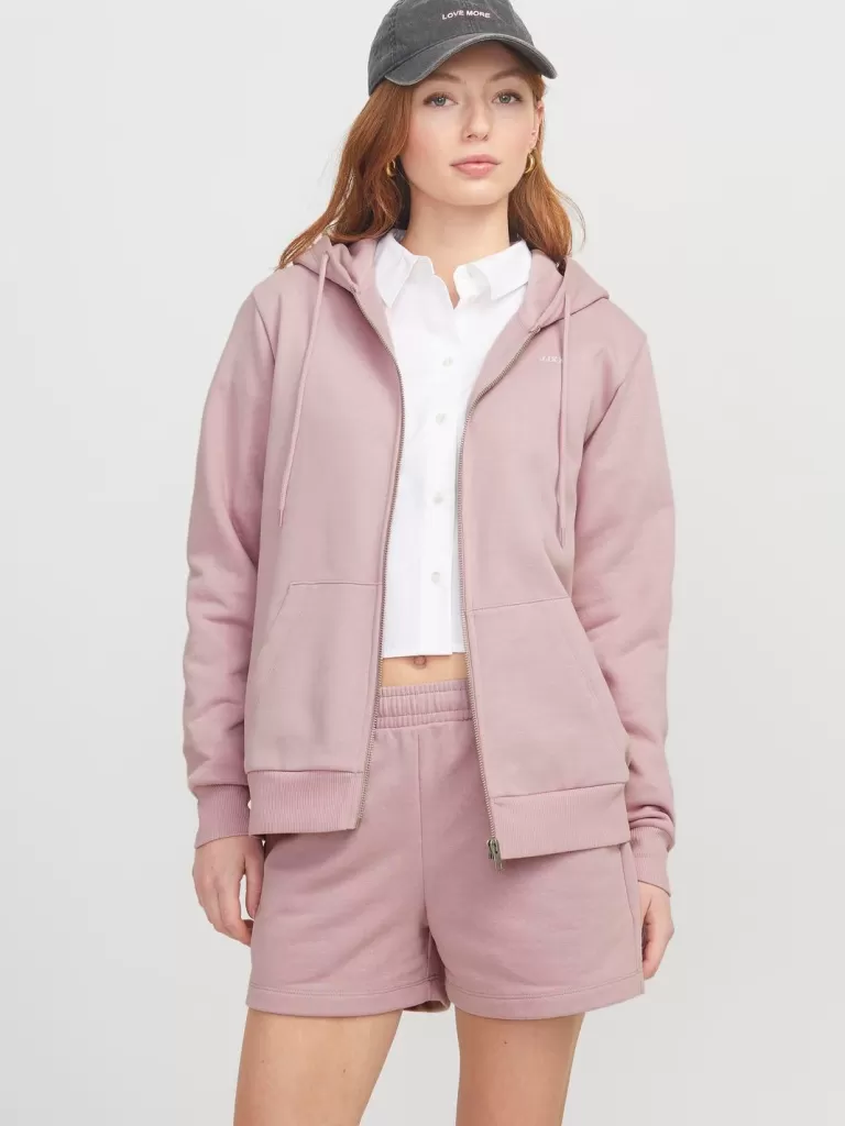 JACK & JONES Bluzy^JXABBIE Bluza z kapturem zapinana na suwak Róży
