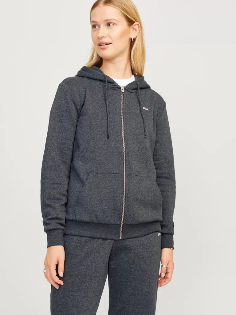 JACK & JONES Bluzy^JXABBIE Bluza z kapturem zapinana na suwak Szary