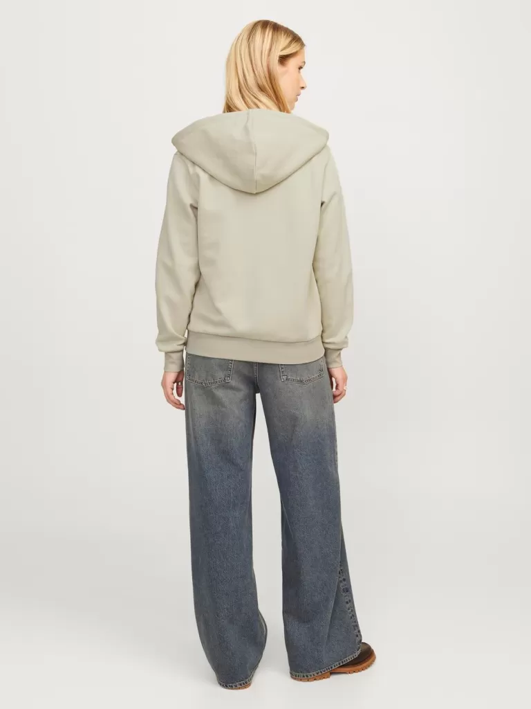 JACK & JONES Bluzy^JXABBIE Bluza z kapturem zapinana na suwak Beżowy
