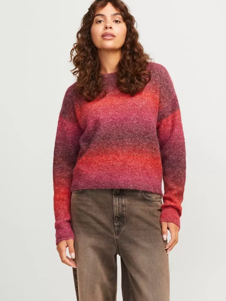 JACK & JONES Swetry^JXAMIRA Sweter wkładany przez głowę Czerwony