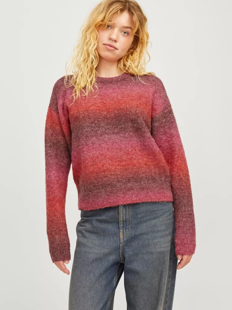 JACK & JONES Swetry^JXAMIRA Sweter wkładany przez głowę Czerwony
