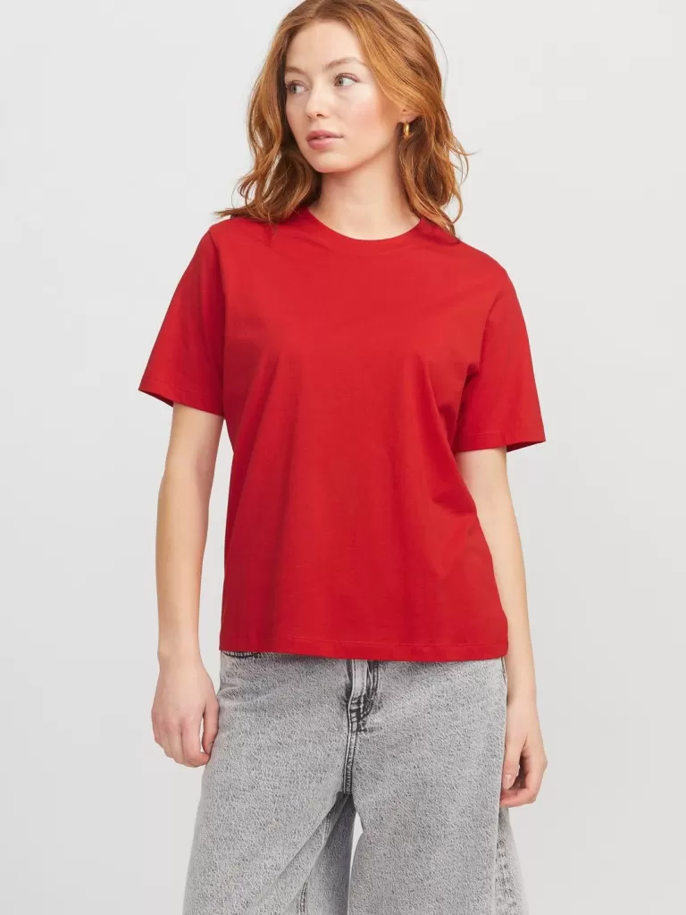 JACK & JONES Topy^JXANNA T-shirt Czerwony
