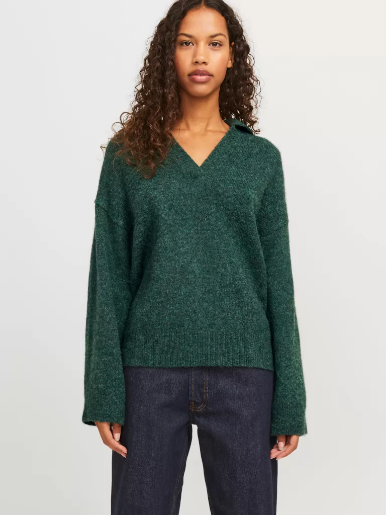 JACK & JONES Swetry^JXARIELLA Sweter wkładany przez głowę Zielony