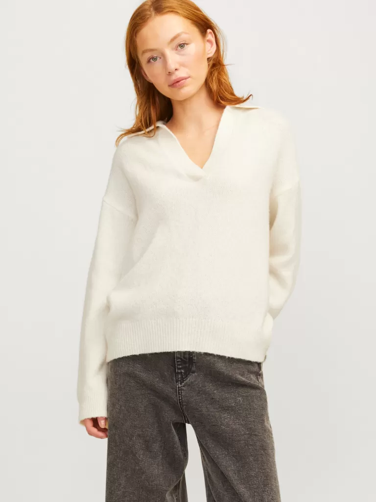 JACK & JONES Swetry^JXARIELLA Sweter wkładany przez głowę Biały