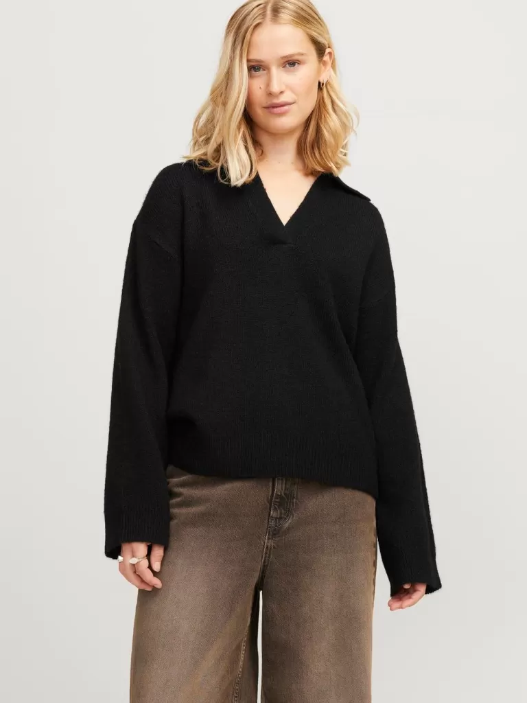 JACK & JONES Swetry^JXARIELLA Sweter wkładany przez głowę Czarny
