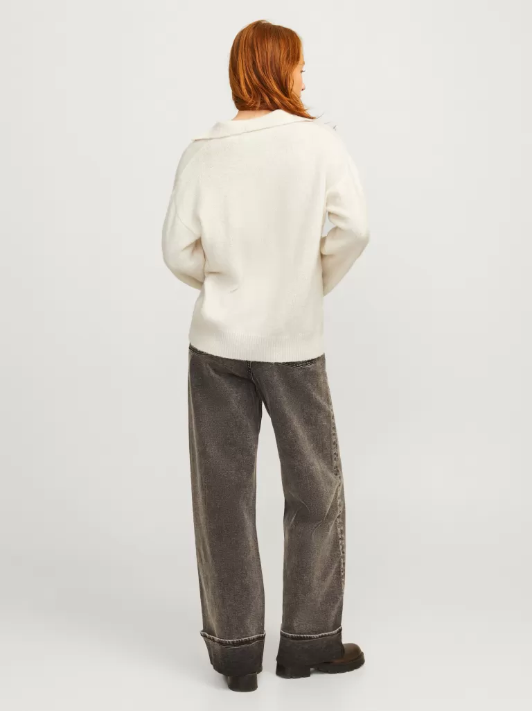 JACK & JONES Swetry^JXARIELLA Sweter wkładany przez głowę Biały