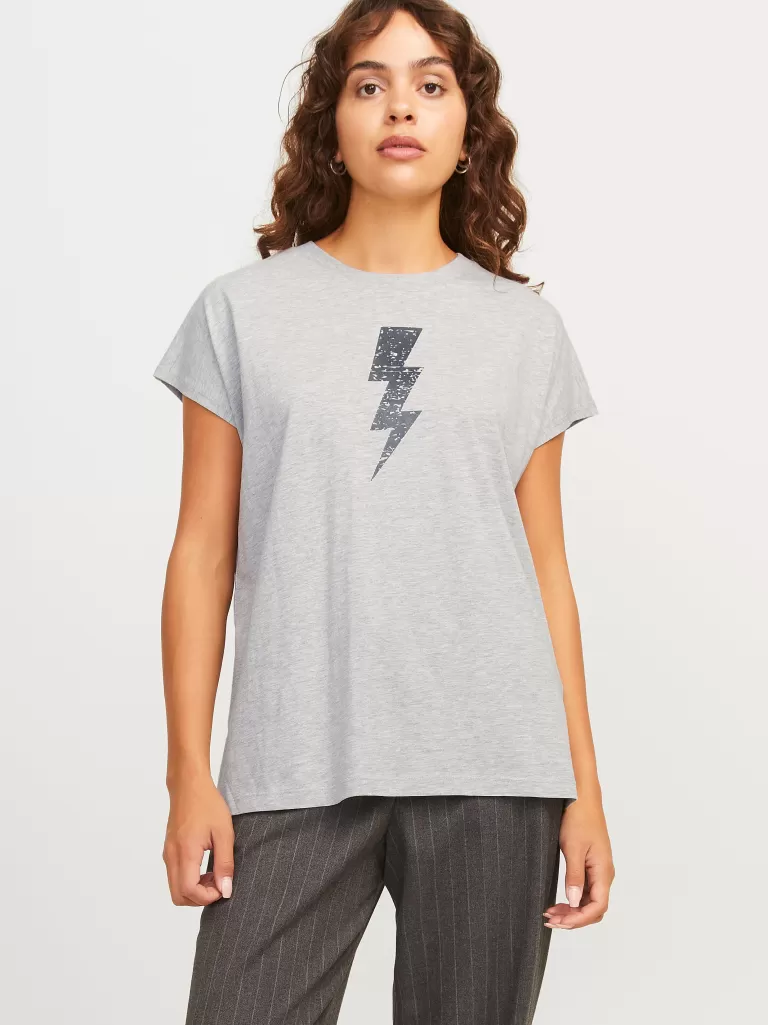 JACK & JONES Topy^JXASTRID T-shirt Szary