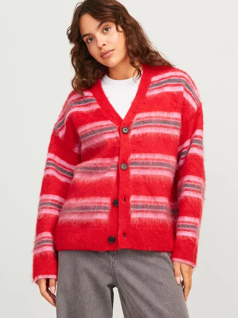 JACK & JONES Swetry^JXCALISTA Kardigan Czerwony