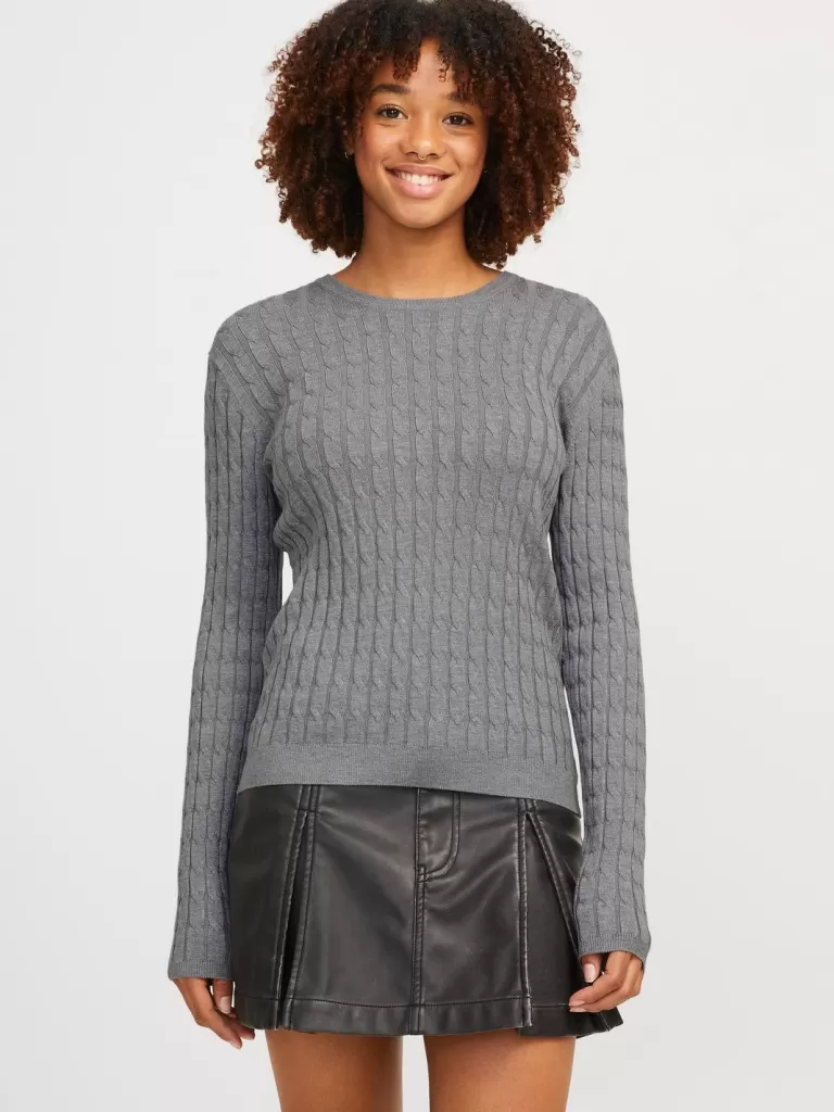 JACK & JONES Swetry^JXCARA Sweter wkładany przez głowę Szary