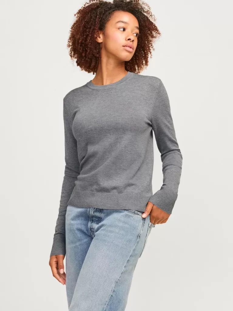 JACK & JONES Swetry^JXCARA Sweter wkładany przez głowę Szary