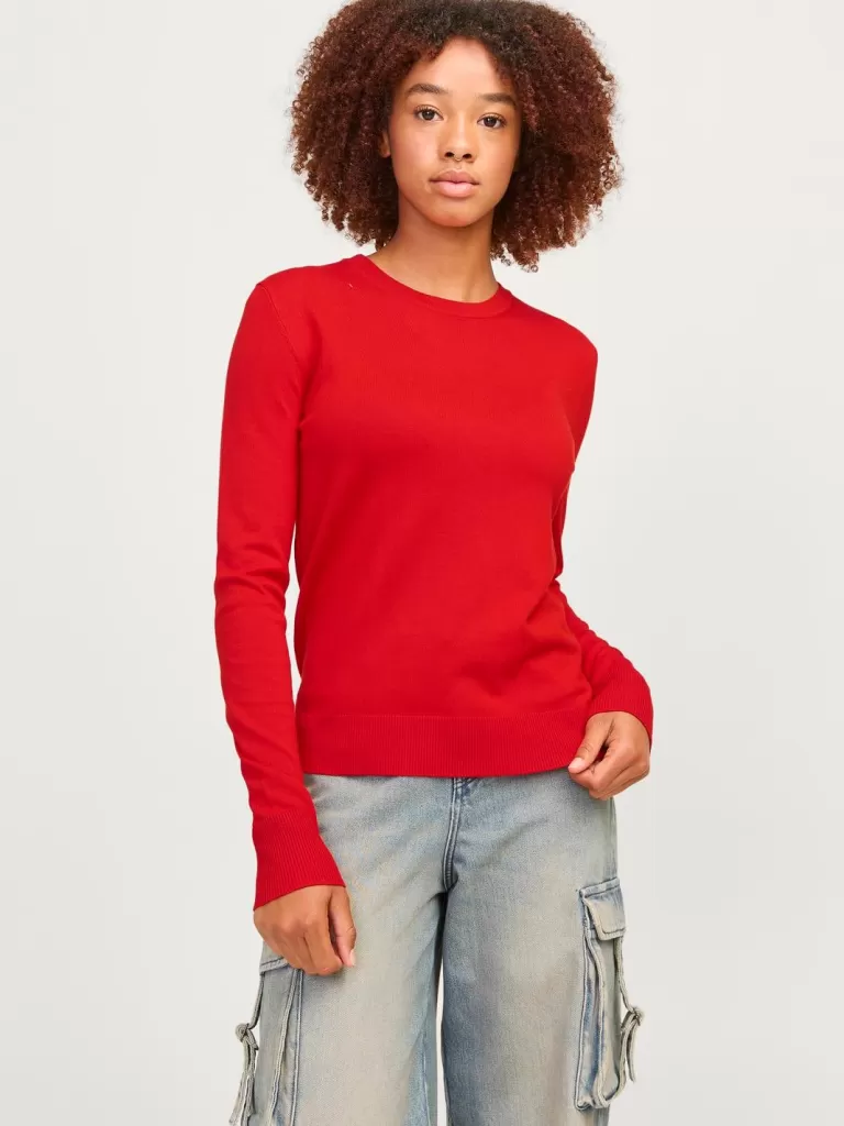 JACK & JONES Swetry^JXCARA Sweter wkładany przez głowę Czerwony