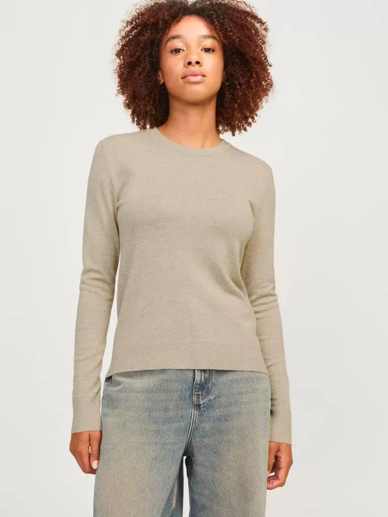 JACK & JONES Swetry^JXCARA Sweter wkładany przez głowę Beżowy
