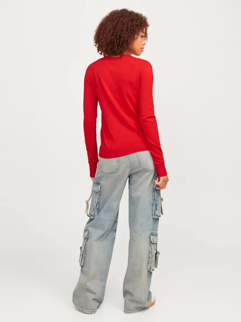 JACK & JONES Swetry^JXCARA Sweter wkładany przez głowę Czerwony