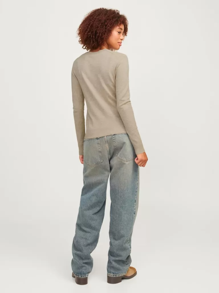 JACK & JONES Swetry^JXCARA Sweter wkładany przez głowę Beżowy