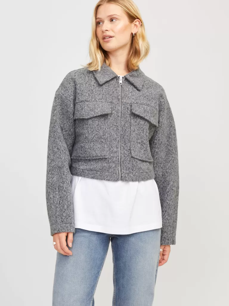 JACK & JONES Kurtki I Płaszcze^JXCAROL Płaszcz wełniany Szary