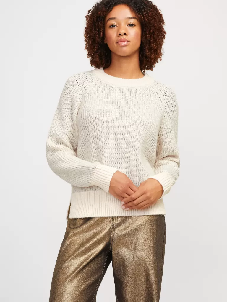 JACK & JONES Swetry^JXCAROLINA Sweter wkładany przez głowę Biały
