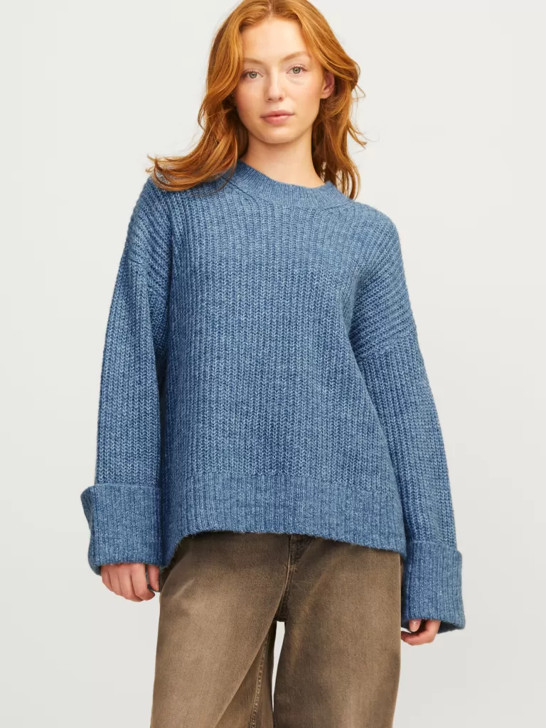 JACK & JONES Swetry^JXELLINORA Sweter wkładany przez głowę Niebieski