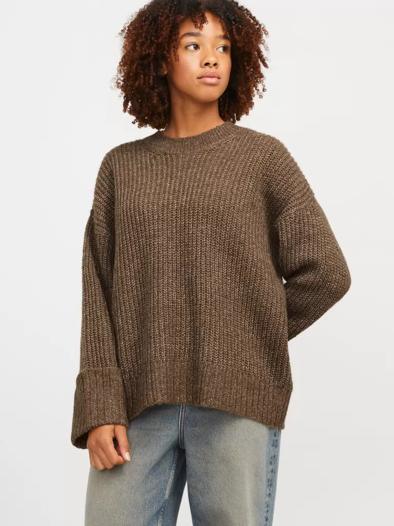 JACK & JONES Swetry^JXELLINORA Sweter wkładany przez głowę Brązowy