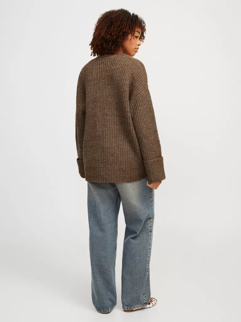 JACK & JONES Swetry^JXELLINORA Sweter wkładany przez głowę Brązowy