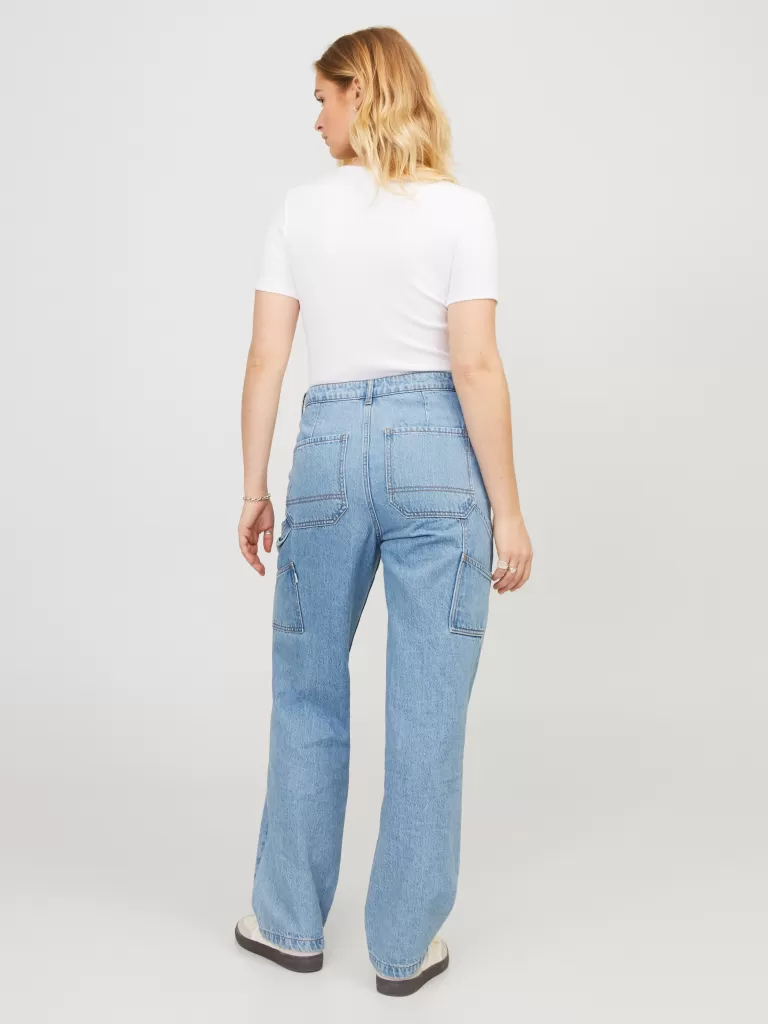 JACK & JONES Jeansy^JXELZA RELAXED MW WORKER JEANS DNM Niebieski