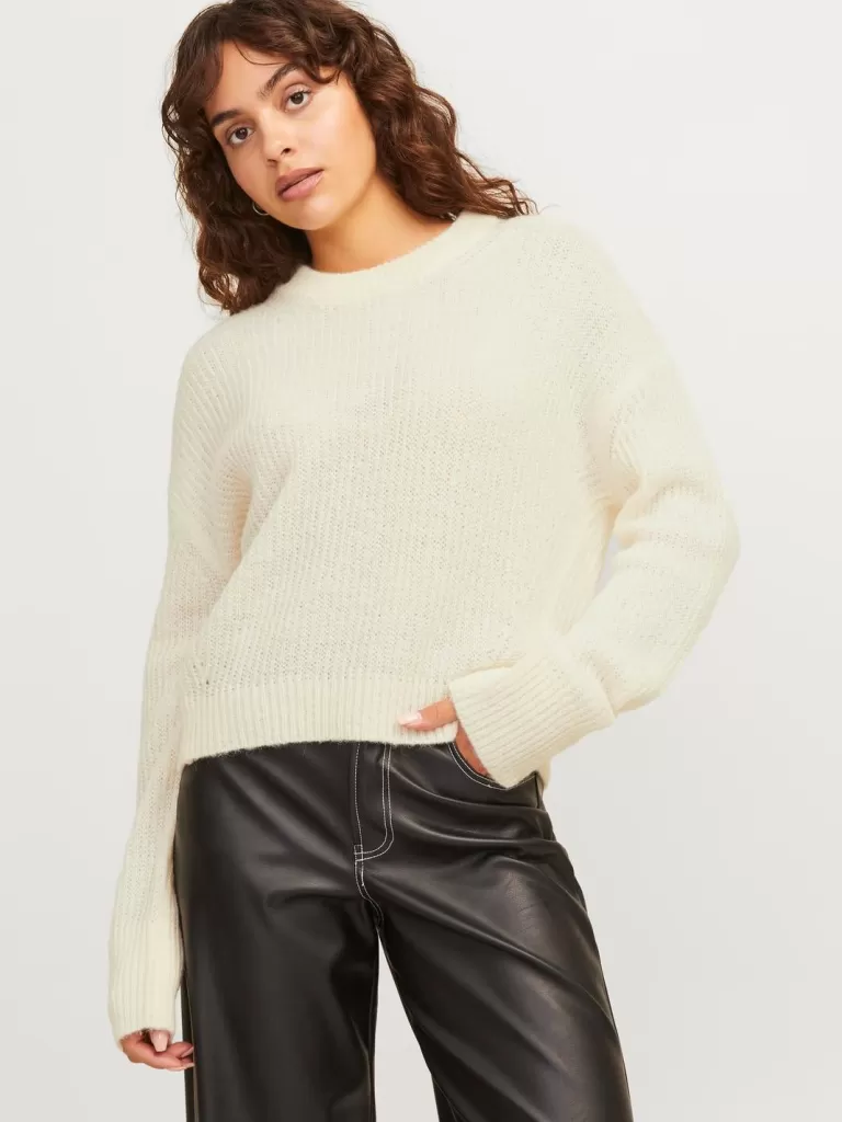 JACK & JONES Swetry^JXEMBER Sweter wkładany przez głowę Biały