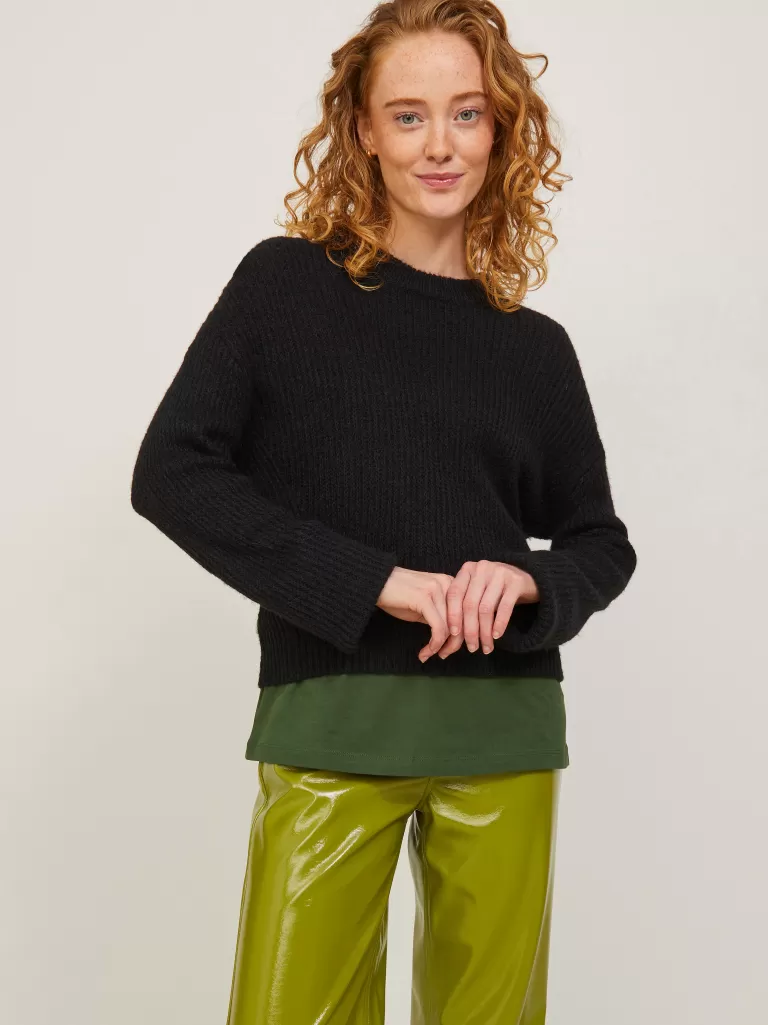 JACK & JONES Swetry^JXEMBER Sweter wkładany przez głowę Czarny