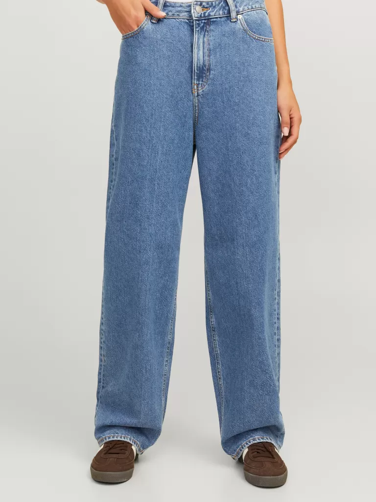 JACK & JONES Jeansy^JXERIN BAGGY MW JEANS EX DNM Niebieski