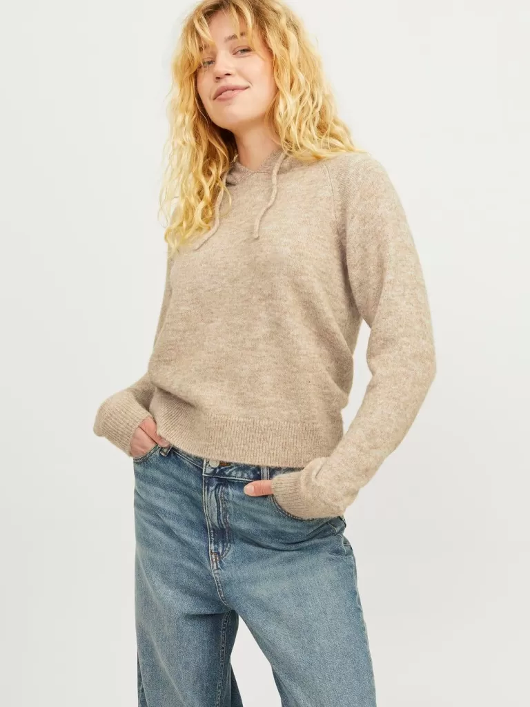 JACK & JONES Swetry^JXEVI Bluza z kapturem Beżowy