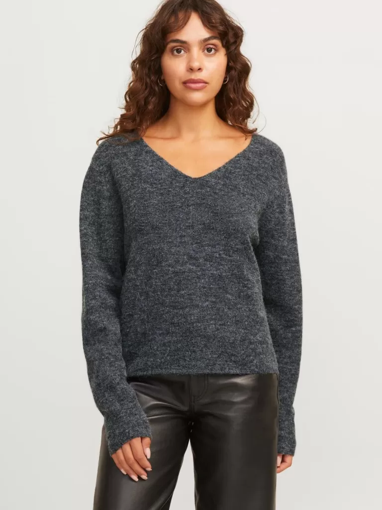 JACK & JONES Swetry^JXEVI Sweter wkładany przez głowę Szary