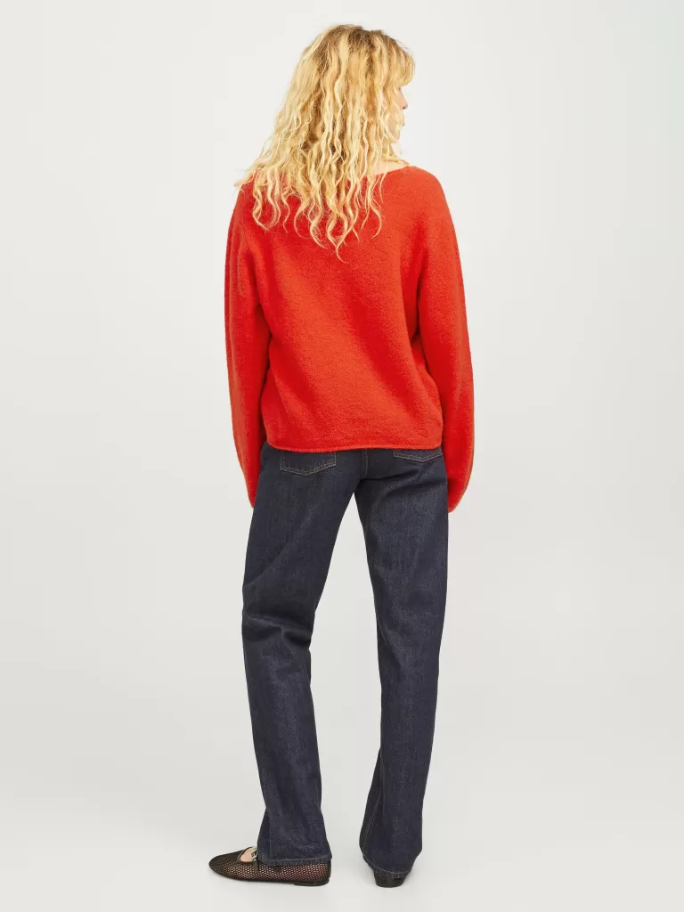 JACK & JONES Swetry^JXEVI Sweter wkładany przez głowę Czerwony