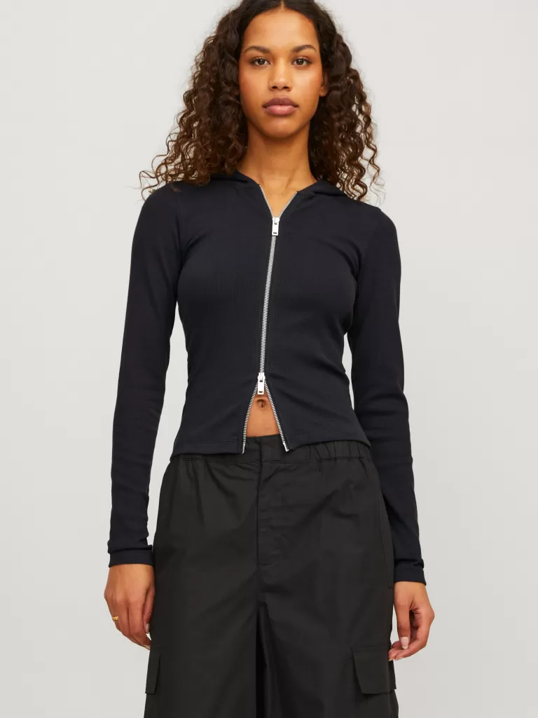 JACK & JONES Bluzy^JXFANANDA Bluza zapinana na zamek Czarny