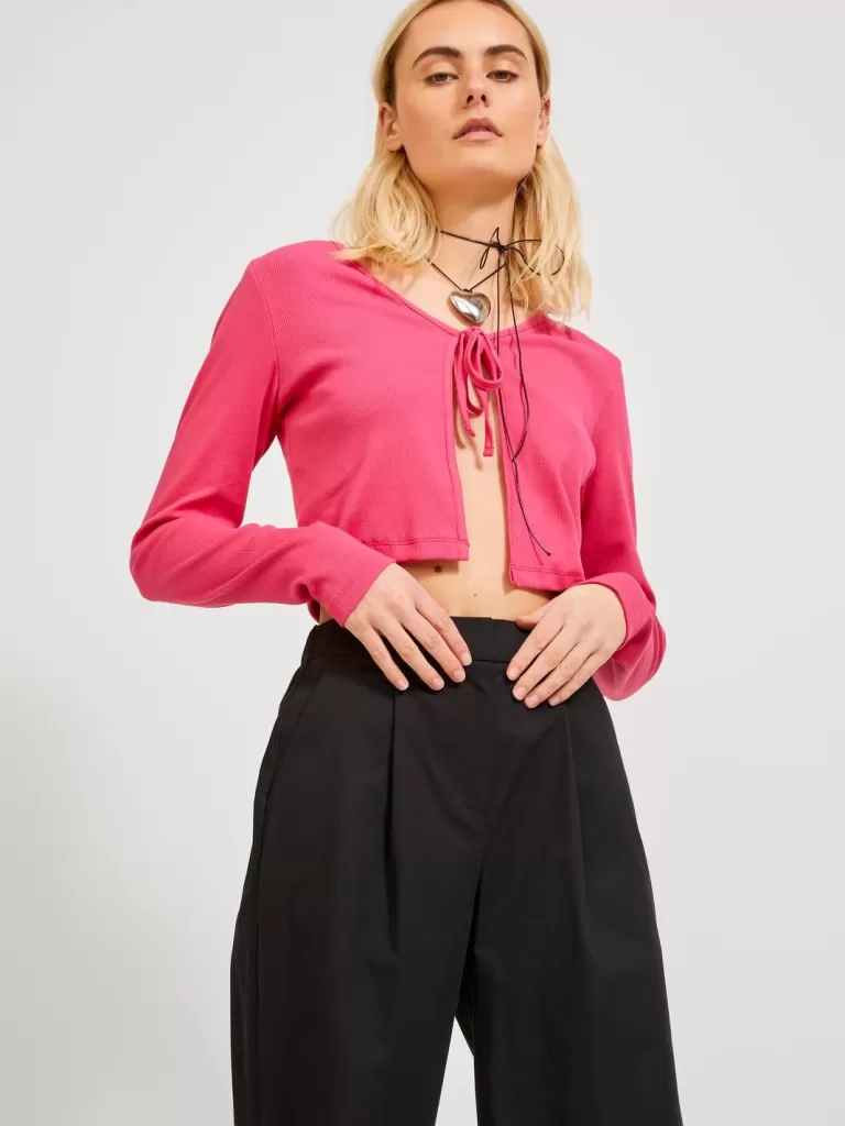 JACK & JONES Topy^JXFANNA Dzianinowa Kardigan Róży