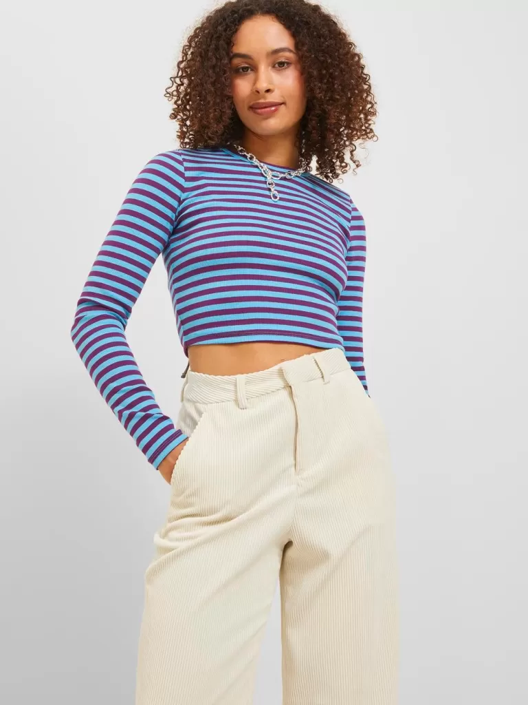 JACK & JONES Topy^JXFELINE Góra Niebieski