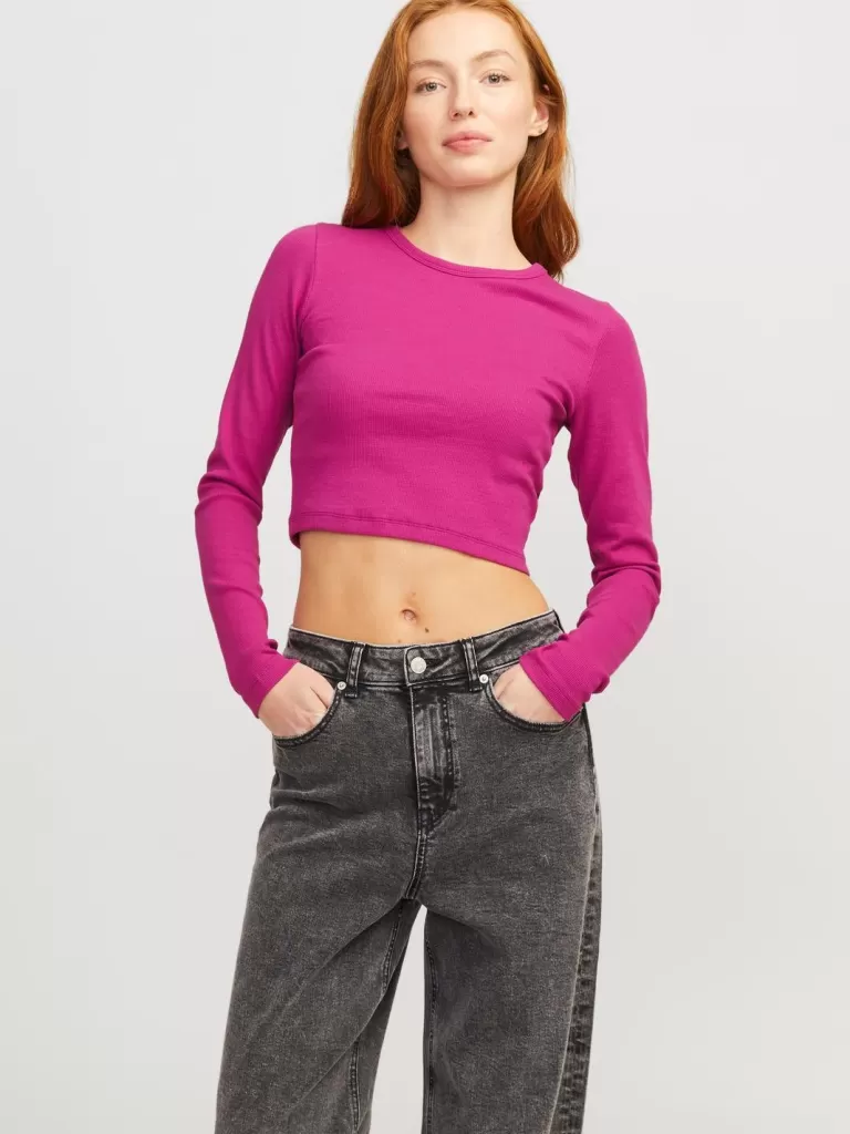 JACK & JONES Topy^JXFELINE T-shirt Fioletowy
