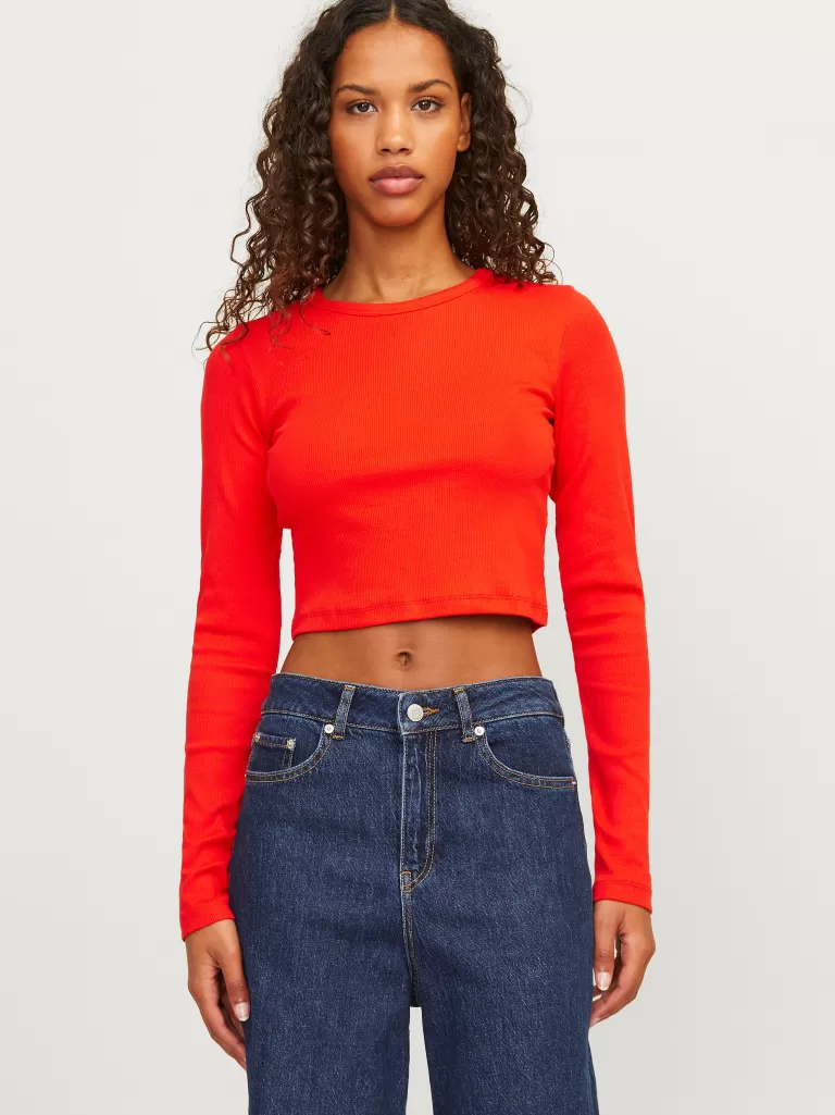 JACK & JONES Topy^JXFELINE T-shirt Czerwony