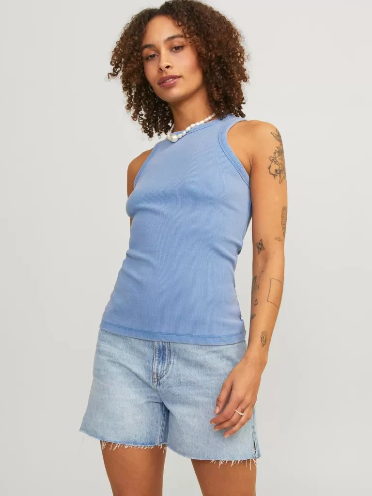 JACK & JONES Topy^JXFOREST Koszulka bokserka Niebieski