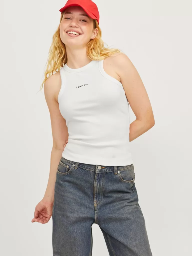 JACK & JONES Topy^JXFOREST Koszulka bokserka Biały