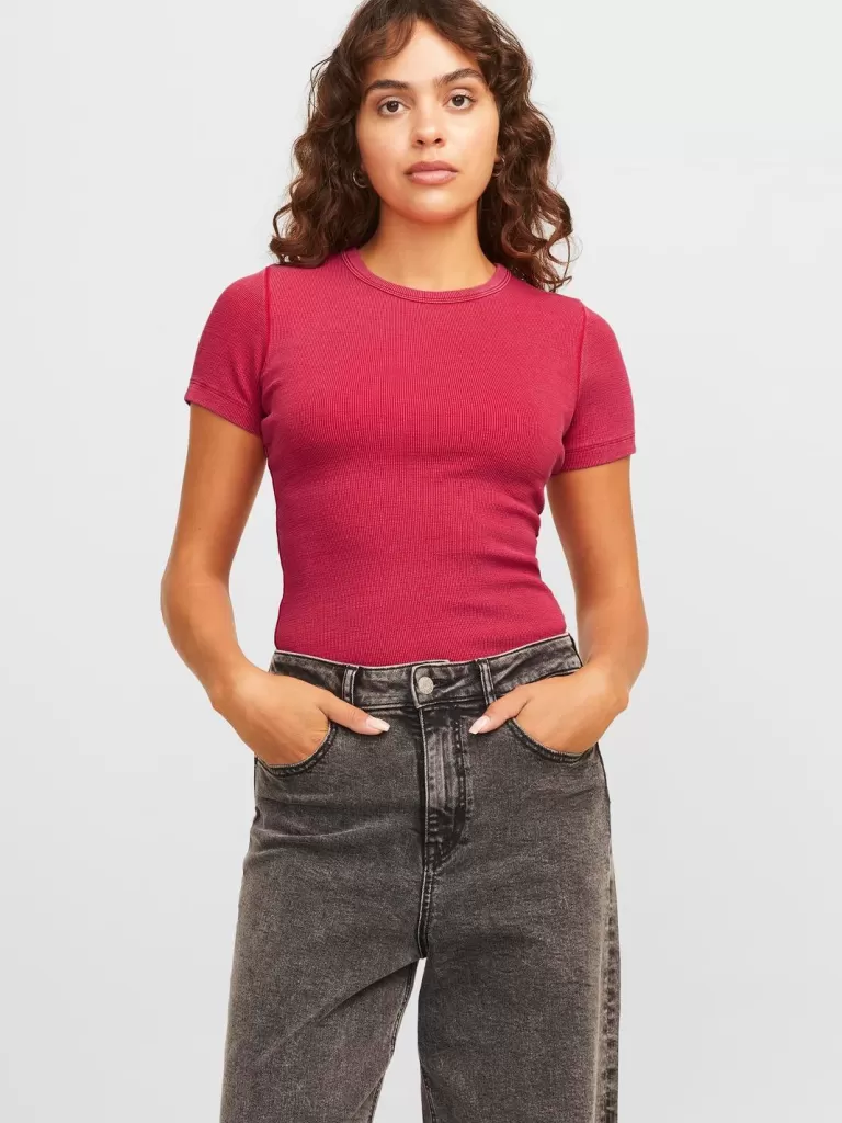 JACK & JONES Topy^JXFRANKIE T-shirt Czerwony
