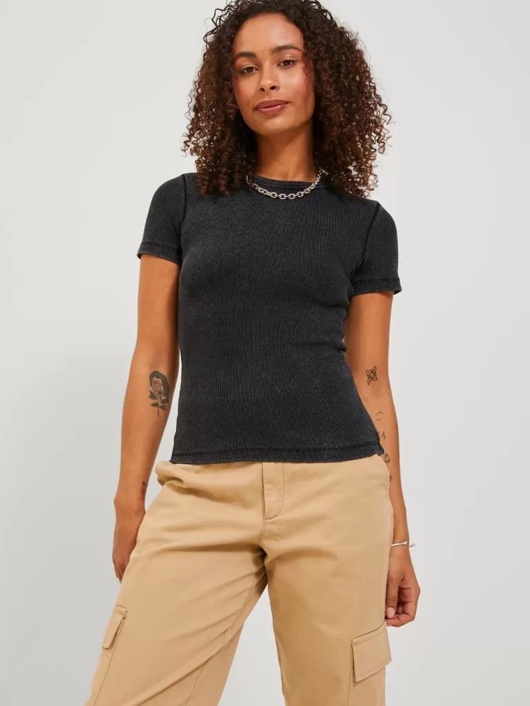 JACK & JONES Topy^JXFRANKIE T-shirt Czarny