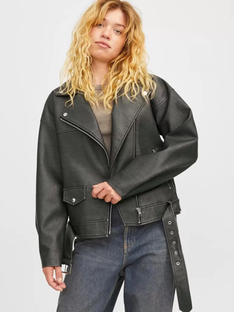 JACK & JONES Kurtki I Płaszcze^JXFRIDA Skórzana kurtka Czarny