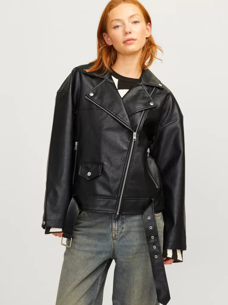 JACK & JONES Kurtki I Płaszcze^JXFRIDA Skórzana kurtka Czarny