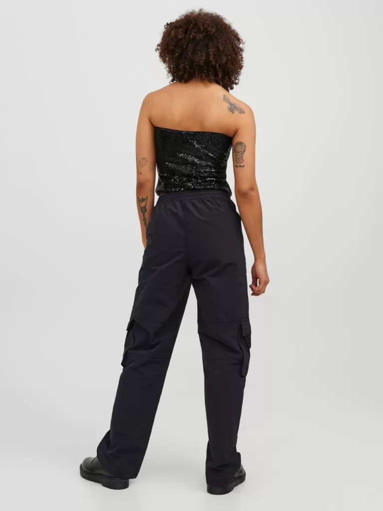 JACK & JONES Spodnie^JXGABBY Spodnie bojówki Czarny