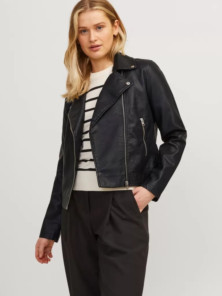 JACK & JONES Kurtki I Płaszcze^JXGAIL Skóropodobna kurtka motocyklowa Czarny