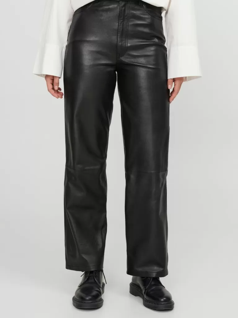 JACK & JONES Spodnie^JXGRACE Skórzane spodnie Czarny